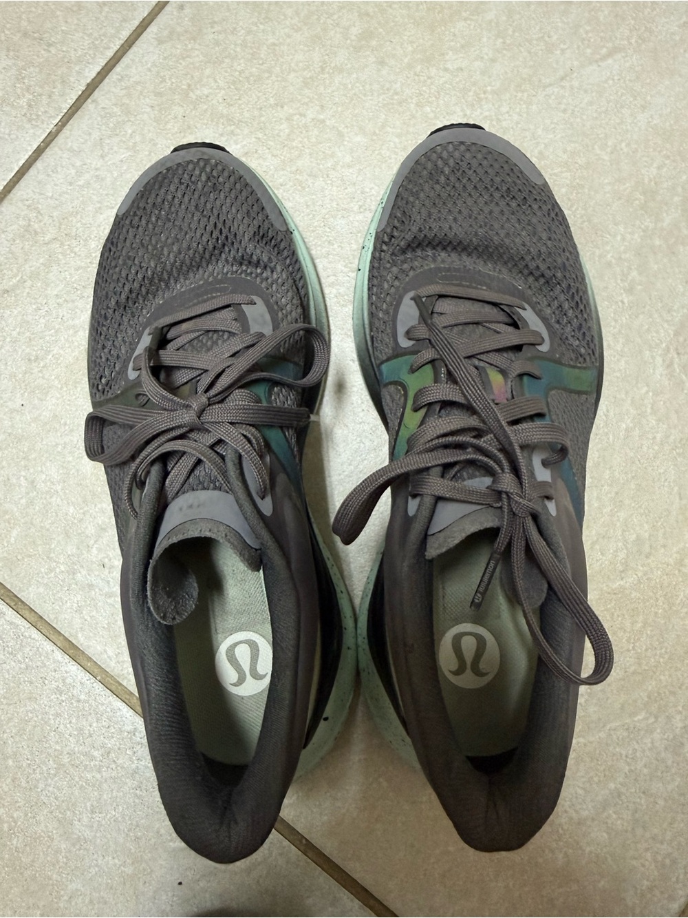 lululemon athletica Gray Mesh Athletic Shoes with Rainbow Accents